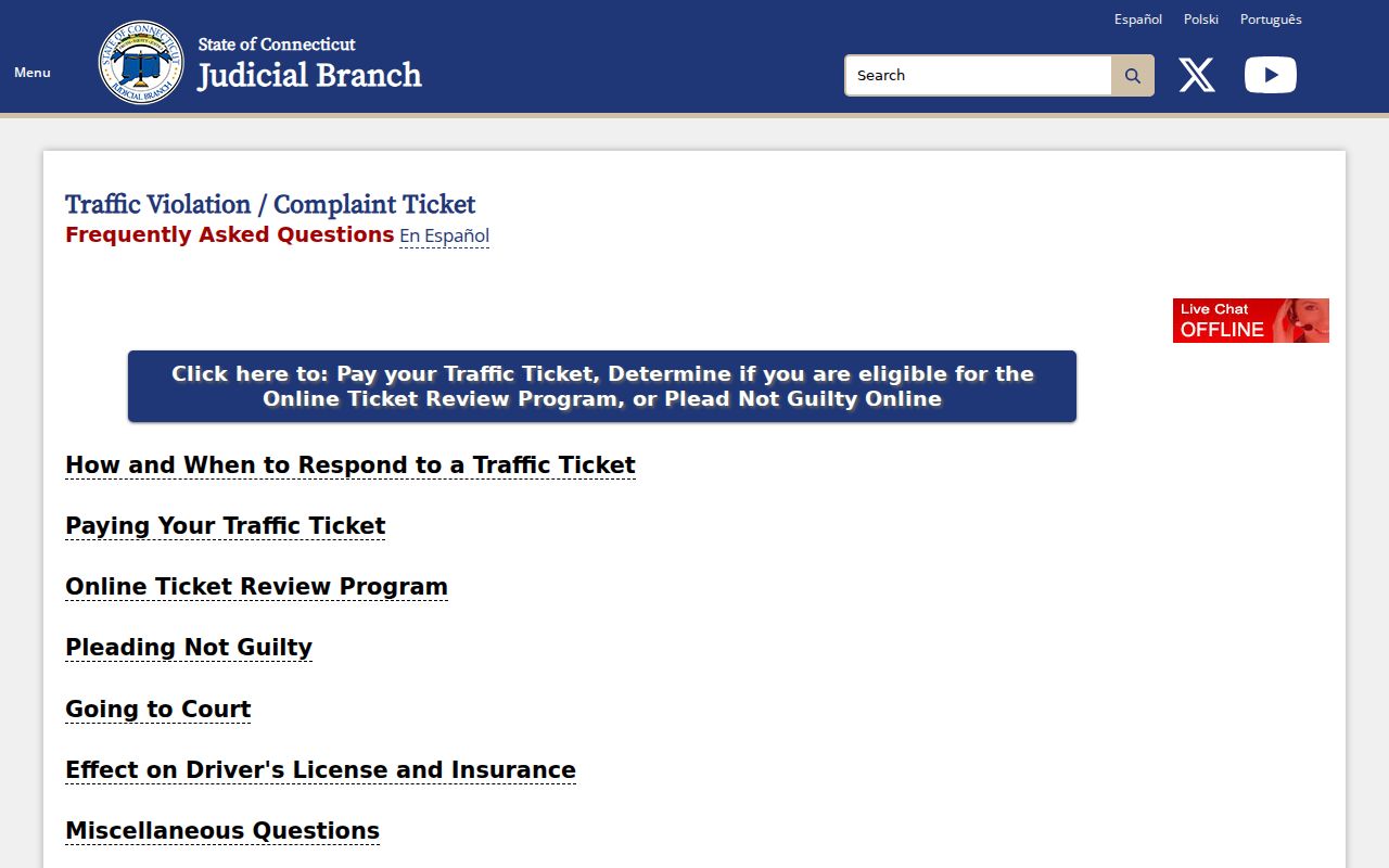 West Hartford County traffic warrant answer date and ticket review choices