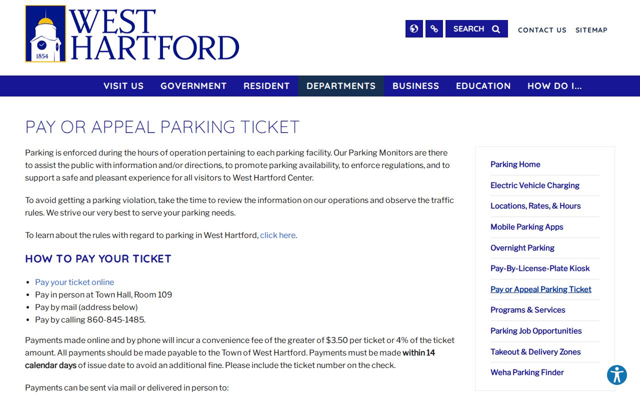 West Hartford County traffic warrant and parking citation distinction